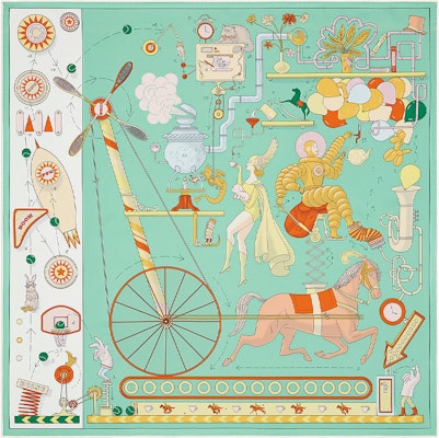 (Women) HERMES Tea for Two Print Silk Scarf - Jade Green/White/Yellow H003968S 08 Buy (Women) HERMES Tea for Two Print Silk Scarf - Jade Green/White/Yellow H003968S 08
