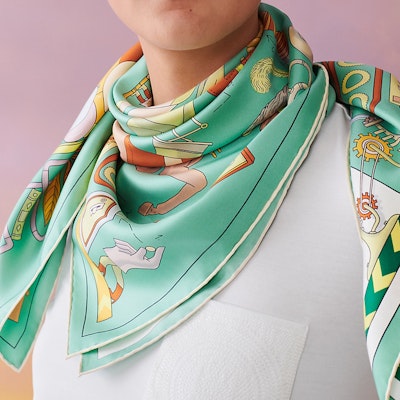 (Women) HERMES Tea for Two Print Silk Scarf - Jade Green/White/Yellow H003968S 08 Lookbook (Women) HERMES Tea for Two Print Silk Scarf - Jade Green/White/Yellow H003968S 08