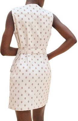 (Women) HERMES Tie-Waist Sleeveless Logo Print Dress Light Beige Brown H4E0552D3HW Lookbook (Women) HERMES Tie-Waist Sleeveless Logo Print Dress Light Beige Brown H4E0552D3HW
