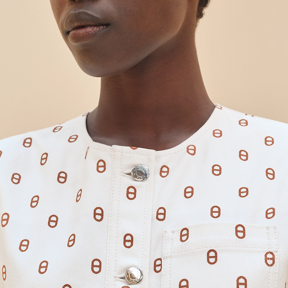 Purchase (Women) HERMES  Tie-Waist Sleeveless Logo Print Dress Light Beige Brown H4E0552D3HW