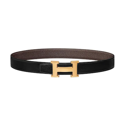 (Women) HERMES Togo Calfskin Reversible Belt Black 3.2cm H064544CC06-H073967CAAB100