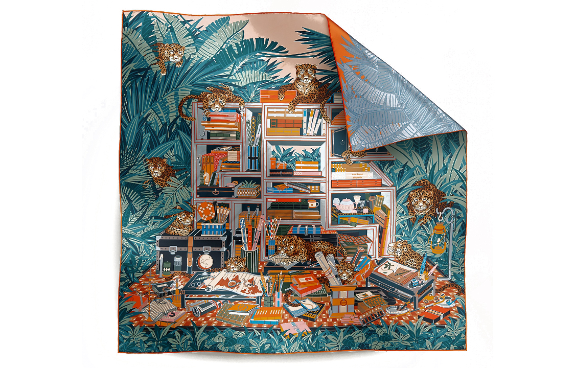 (Women) HERMES "Twelve Leopards" Print Silk Scarf Multicolor for Women. H904042S 01 圖 4