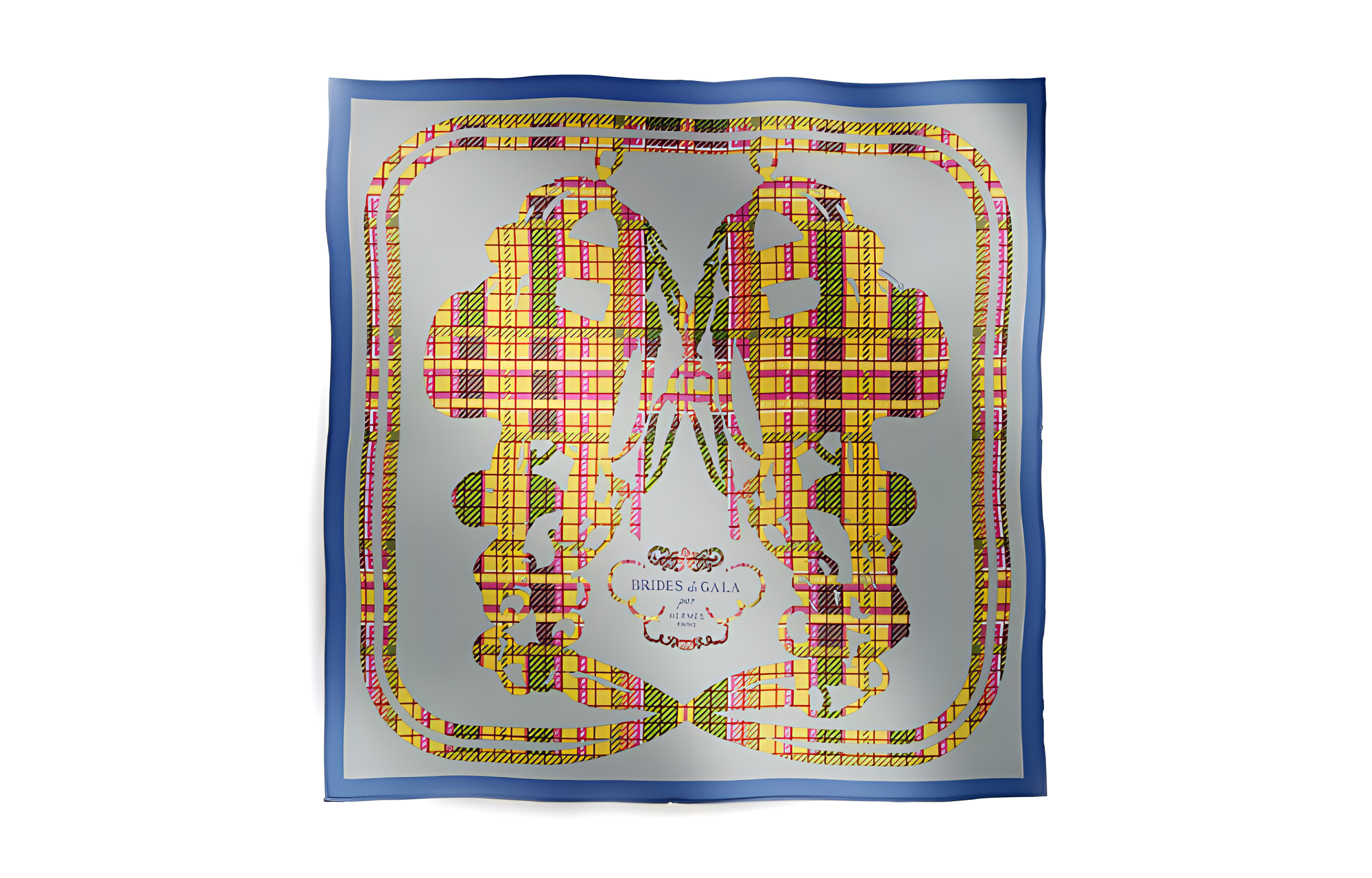 (Women) HERMES  Twill Silk Scarf - Plaid Tweed Elegant Design, Multicolor. H894052S-07