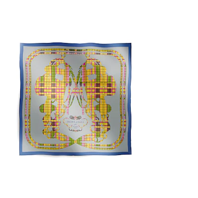 (Women) HERMES Twill Silk Scarf - Plaid Tweed Elegant Design, Multicolor. H894052S-07