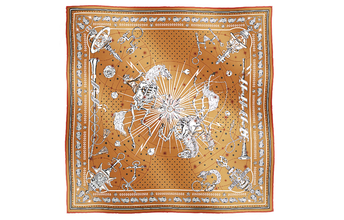 (Women) HERMES  Twill Silk Scarf "Star Chorus" Yellow. H044044S-05 圖 2
