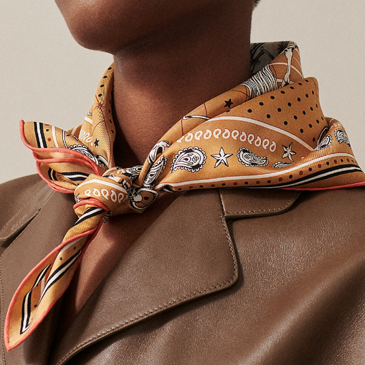 (Women) HERMES  Twill Silk Scarf "Star Chorus" Yellow. H044044S-05 圖 3