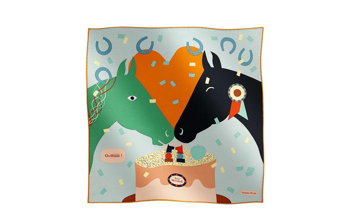 (Women) HERMES  Twilly Scarf "Perfect Match" Hand-Rolled Silk Multicolor H894115S05