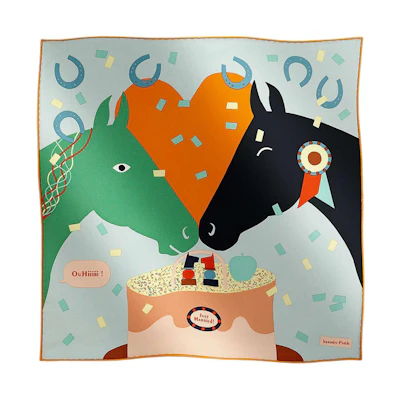 (Women) HERMES Twilly Scarf "Perfect Match" Hand-Rolled Silk Multicolor H894115S05
