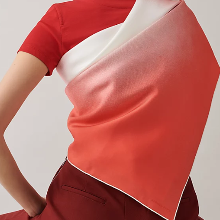 (Women) HERMES  Two-Tone Red Silk Scarf H003891S 03 圖 3
