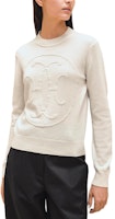 (Women) HERMES White Cashmere Sweater FW24 Embroidered Crewneck Long Sleeve H4H2602D1A3 (Women) HERMES White Cashmere Sweater FW24 Embroidered Crewneck Long Sleeve H4H2602D1A3