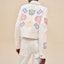 Shop (Women) HERMES White Denim Jacket with Embroidered Pattern and Single Button Closure H4E0258DNA3