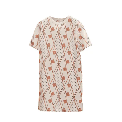 (Women) HERMES White Graphic Print Short-Sleeve Dress. H1H4503DD90
