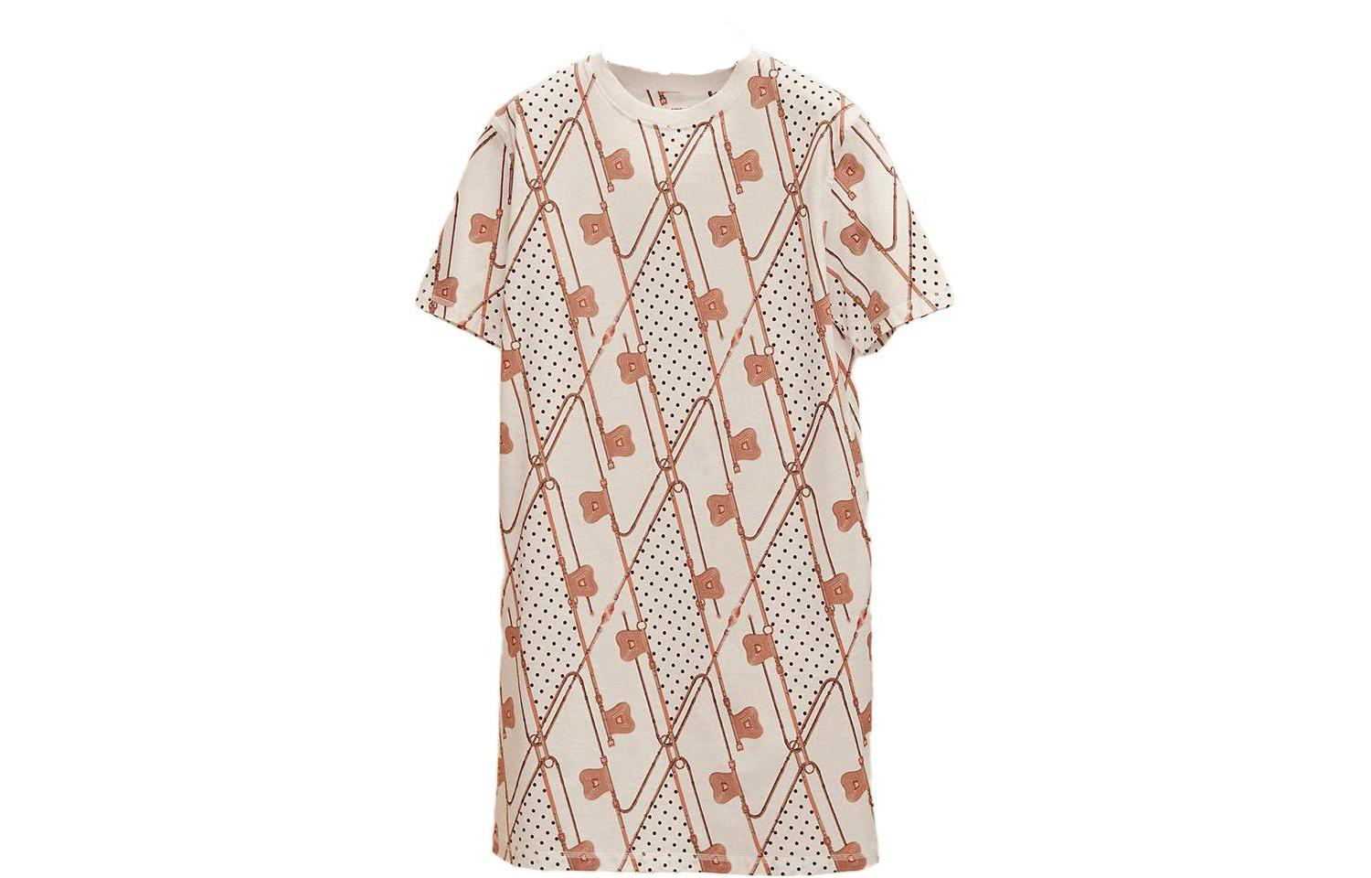 Order (W) HERMÈS 白色圖案印花短袖洋裝 H1H4503DD90