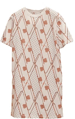 (W) HERMÈS 白色圖案印花短袖洋裝 H1H4503DD90 Order (W) HERMÈS 白色圖案印花短袖洋裝 H1H4503DD90