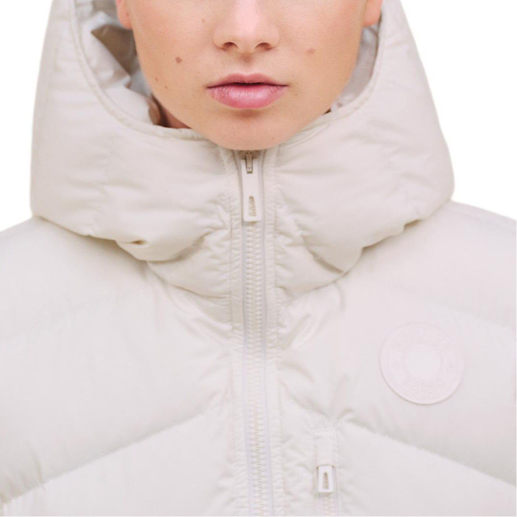 Cheap (Women) HERMES  White Herringbone Solid Color Sleeveless Hooded Jacket H4H0254DRTL