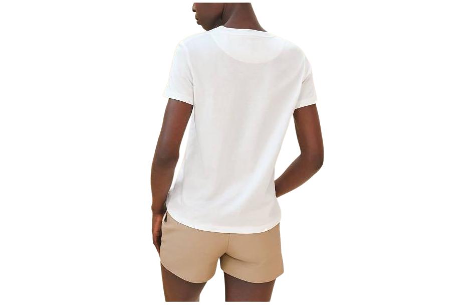 (Women) HERMES  White Printed Graphic Short Sleeve Crewneck Regular T-Shirt H4E4629DA90 圖 3