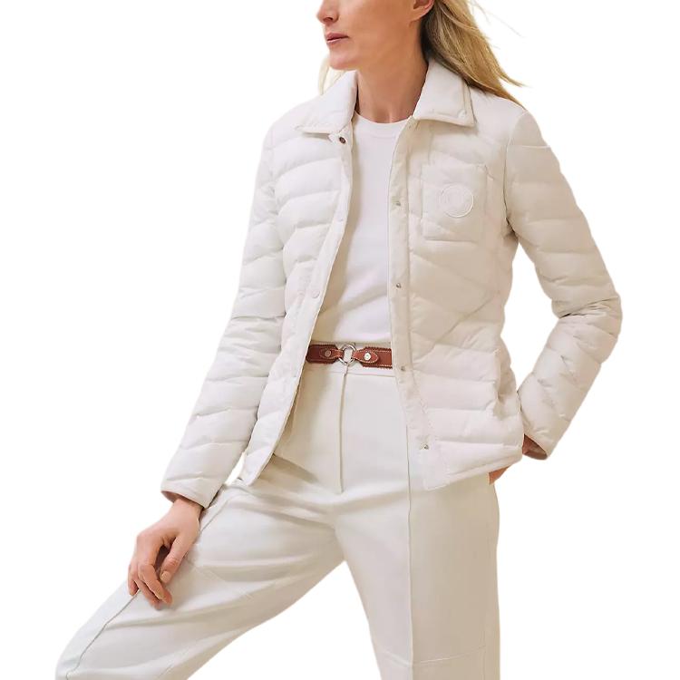 (Women) HERMES  White Quilted Badge Slim Fit Long Sleeve Jacket FW24. H4H0168DRTL