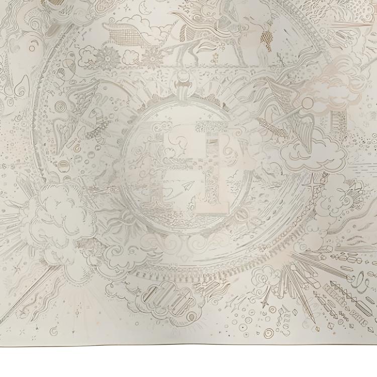 (Women) HERMES  White Silk Scarf with Irregular Decorative Pattern Design. H004187S11 圖 3