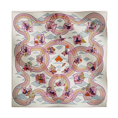 (Women) HERMES White Silk Twill Scarf H893849S-09