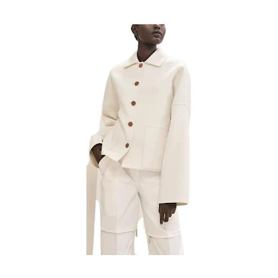 (Women) HERMES White Solid Color Single-Breasted Jacket H3H0102DAA334