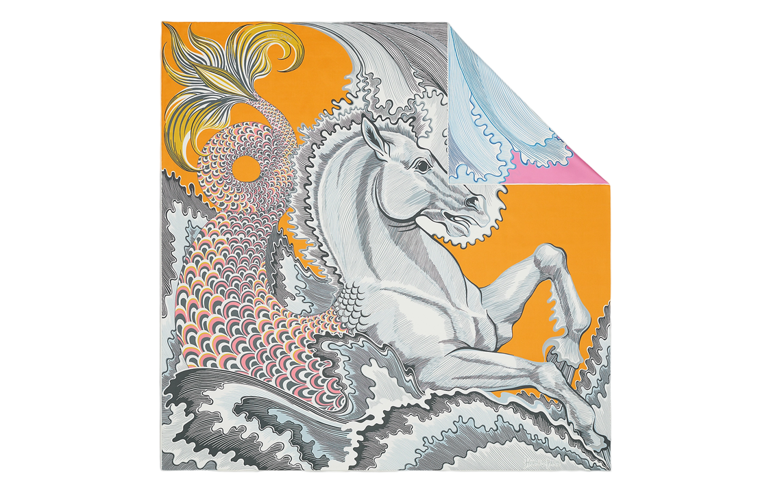 (Women) HERMES  Yellow Double-Sided Printed Silk Scarf H903963S 08 圖 2