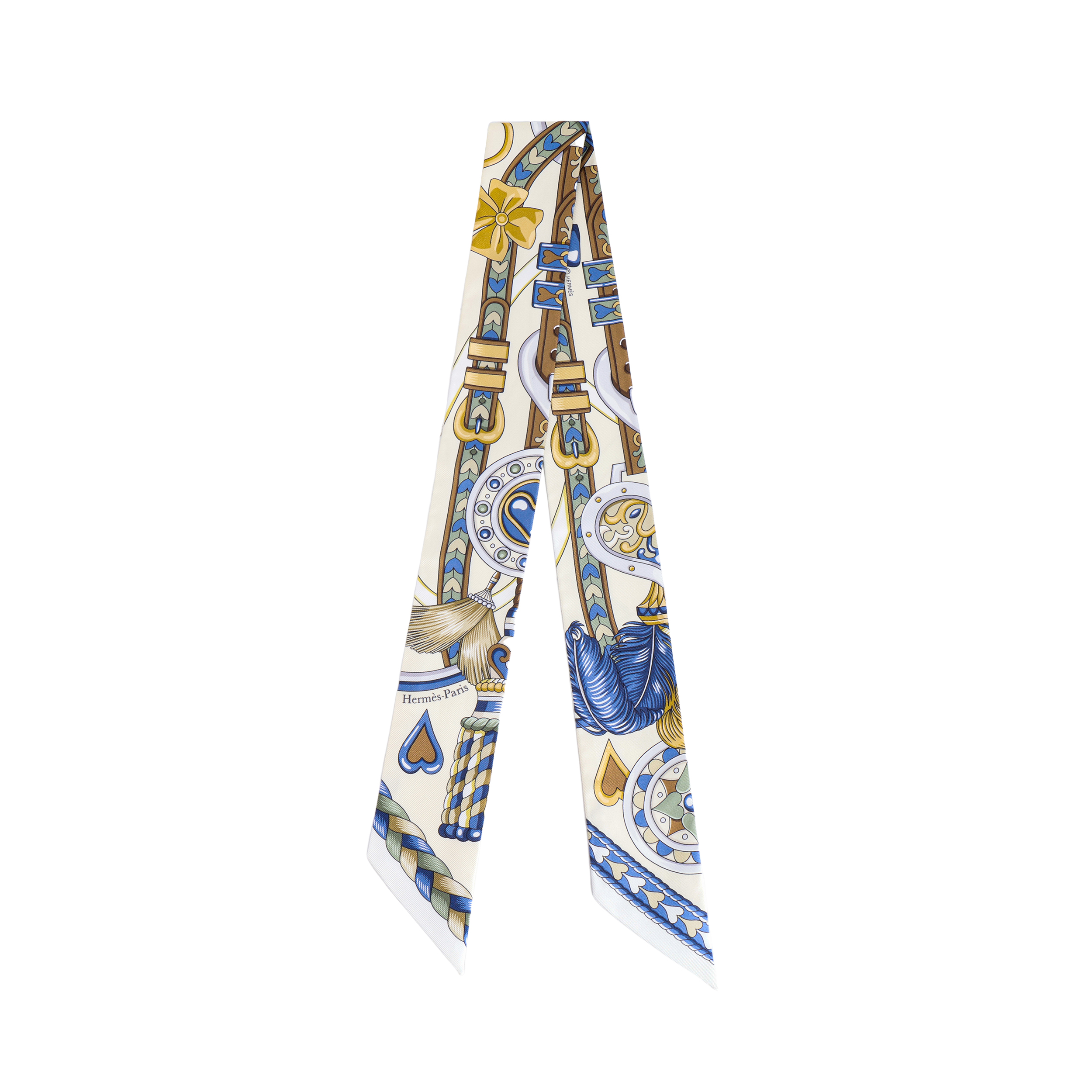 (Women) HERMES  Yellow Jacquard Pattern Silk Scarf H064090S 09 圖 2