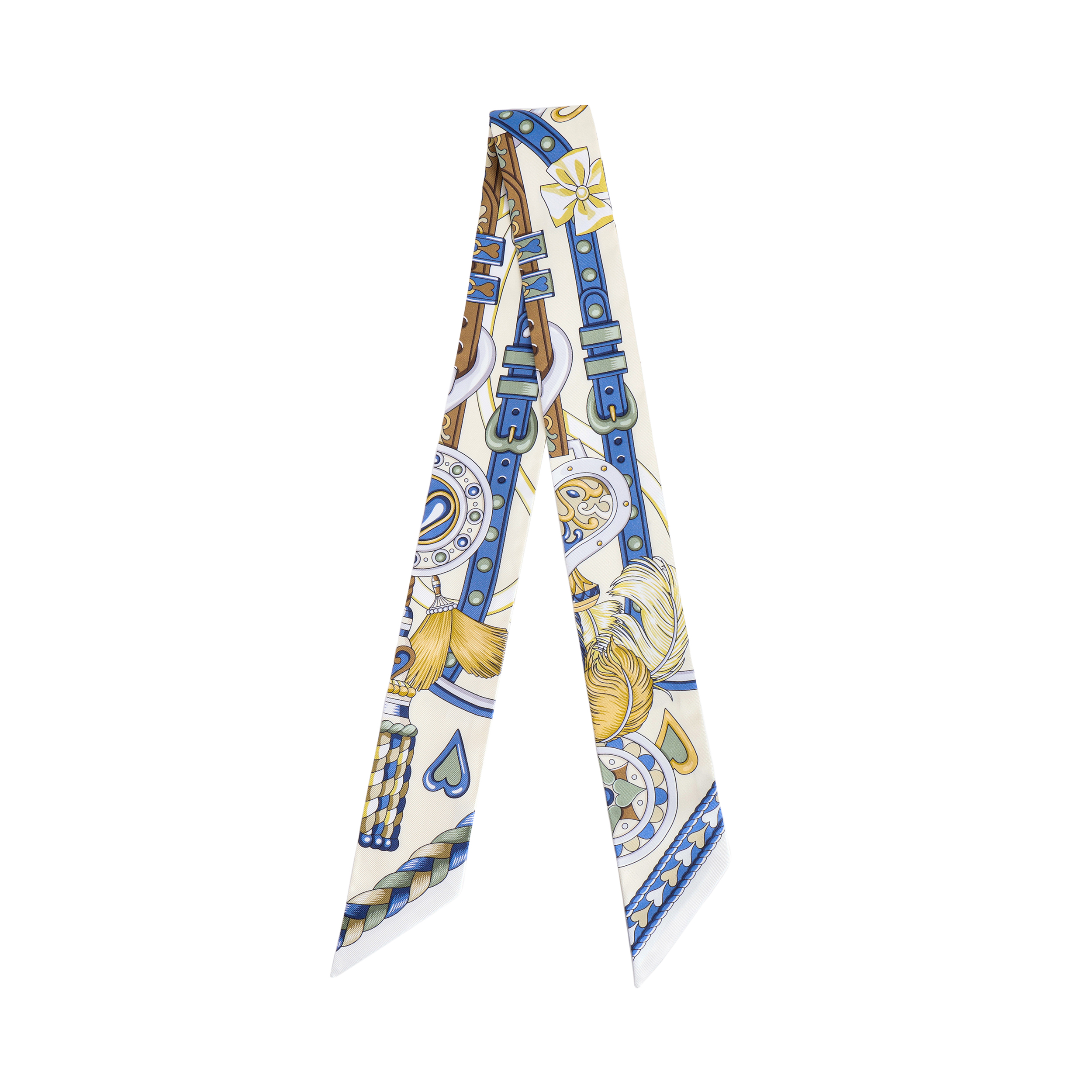 (Women) HERMES  Yellow Jacquard Pattern Silk Scarf H064090S 09 圖 3