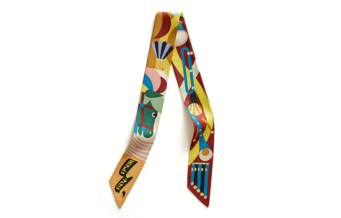 (Women) HERMES  Yellow Multicolor Pattern Printed Silk Scarf H064006S03