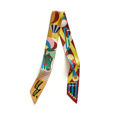 (Women) HERMES Yellow Multicolor Pattern Printed Silk Scarf H064006S03