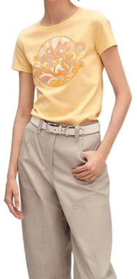 (W) HERMES Kuning Baju T-Shirt Leher Bulat Corak Tumbuhan Koleksi SS22. H2E4613DUB9 Lookbook (W) HERMES Kuning Baju T-Shirt Leher Bulat Corak Tumbuhan Koleksi SS22. H2E4613DUB9