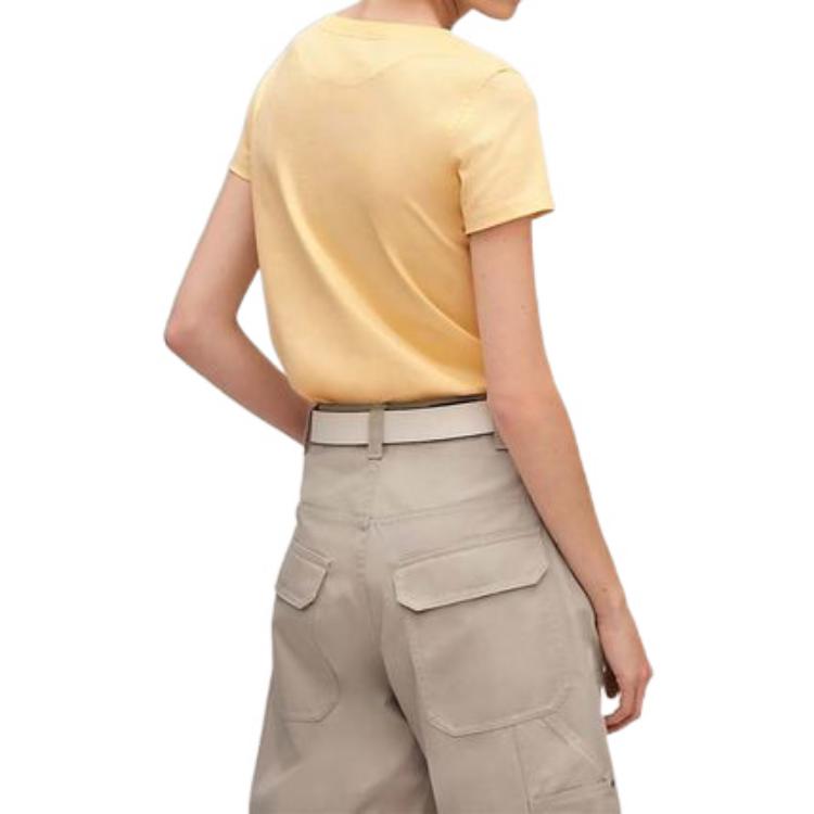 Shop (W) HERMES Kuning Baju T-Shirt Leher Bulat Corak Tumbuhan Koleksi SS22. H2E4613DUB9