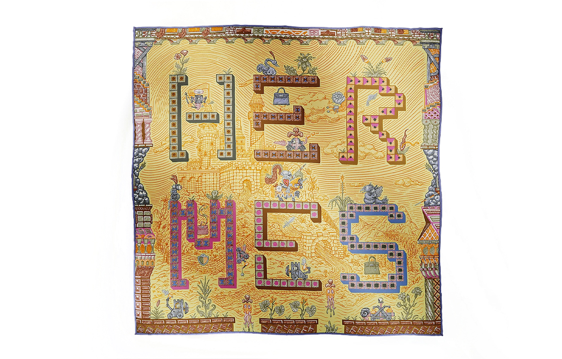 (Women) HERMES  Yellow Twill Silk Scarf with Hand-Rolled Edges. H894049S-08