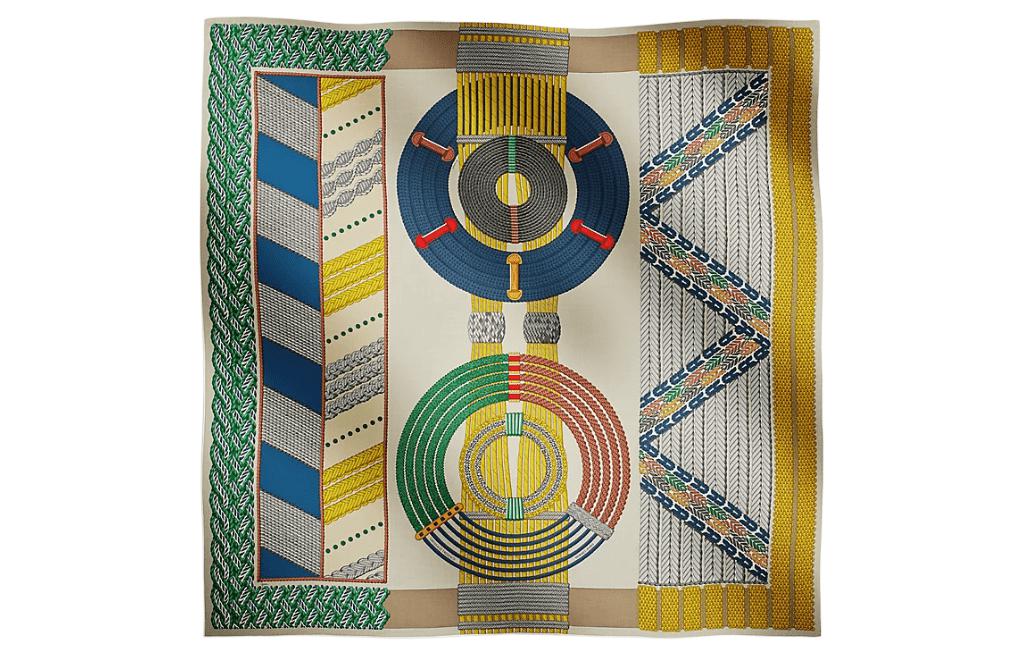 (Women) HERMES  Yellow Twill Woven Shawl with Decorative Details. H243974S07