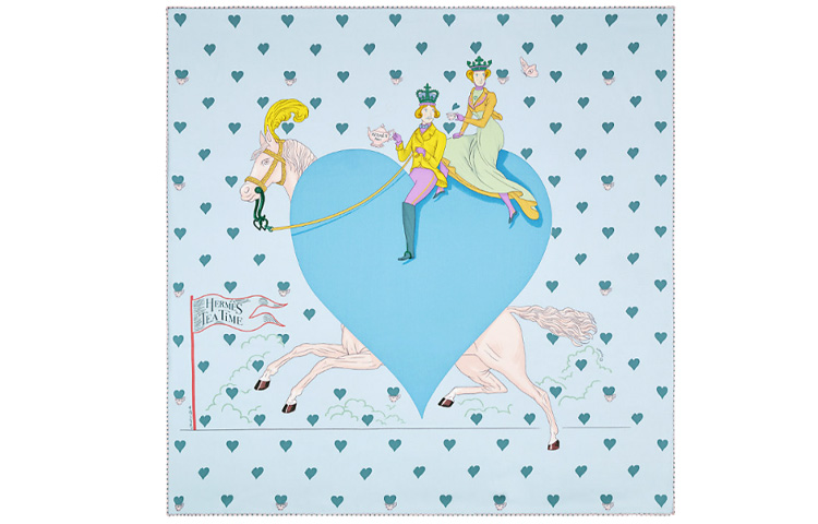 (Women) HERMES Afternoon Tea Scarf Women Blue H983782S-06