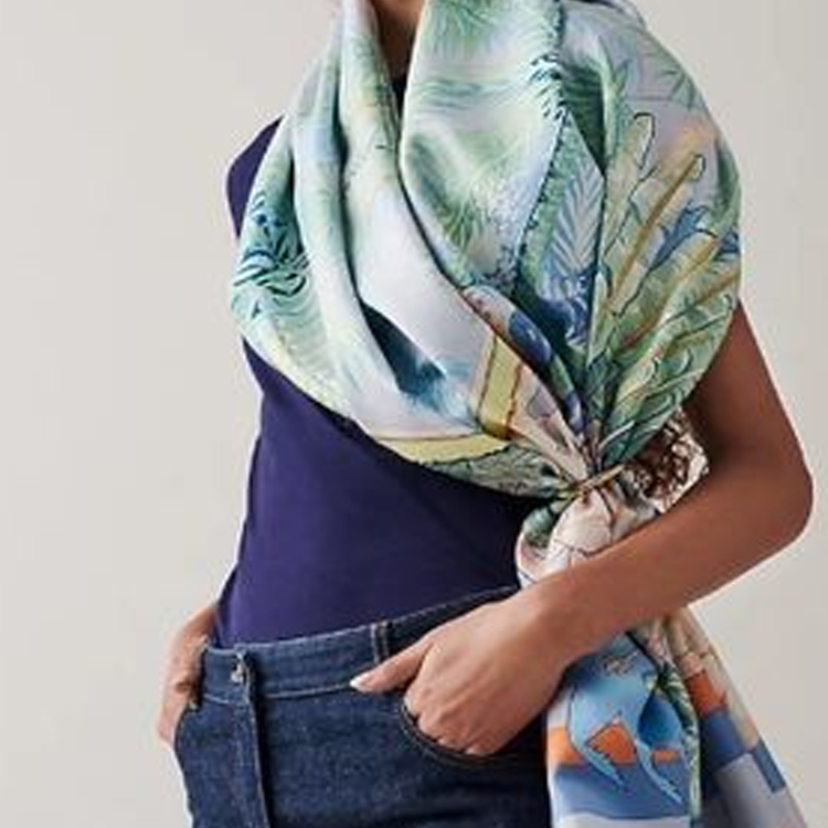 (Women) HERMES Aloha Tree Print Silk Scarf for Women - Multicolor H942026S 08 圖 3