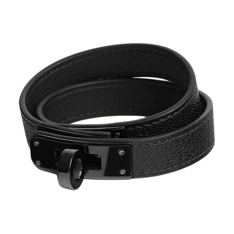 (Women) HERMES Alphabet Print Goatskin Leather Bracelet  Black H010680CH89T1 圖 2