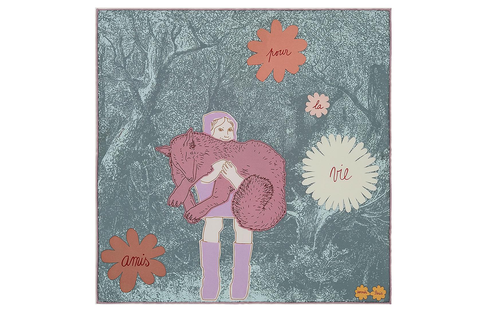 (Women) HERMES Amis pour la Vie Silk Scarf Square for Women - Multicolor. H892571S-06