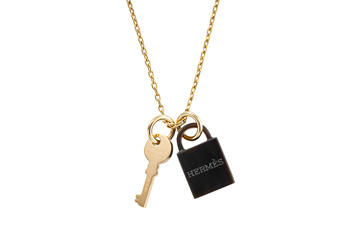 (Women) HERMES Amulette Brass Padlock Key Pendant Necklace for Women H057027FD00 圖 3