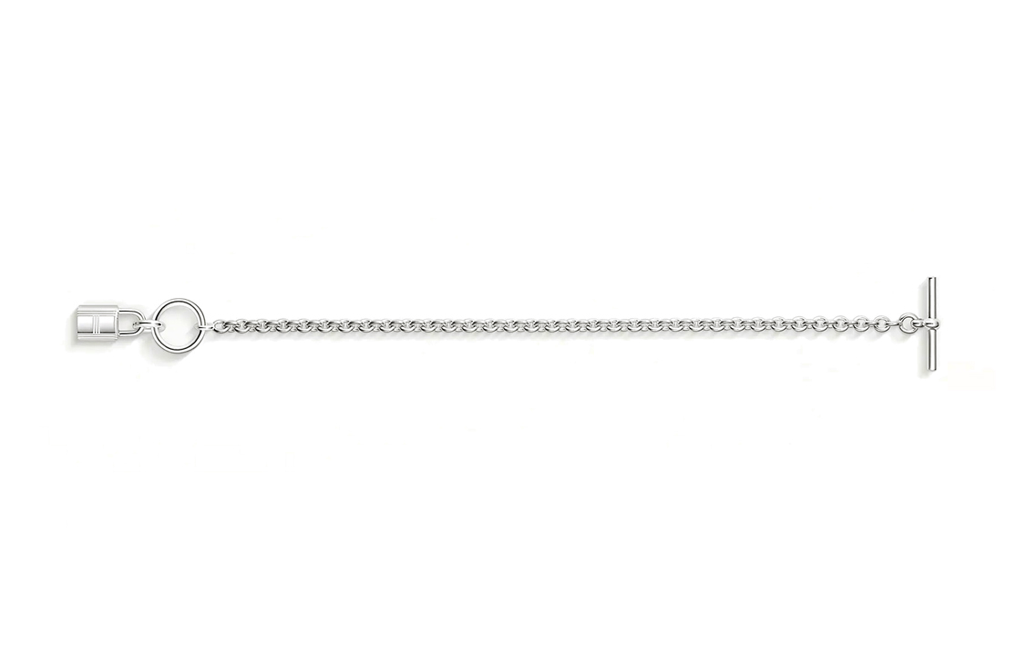 (Women) HERMES Amulettes Cadenas Chain Lock 925 Silver Bracelet for Women. H121427B-00SH