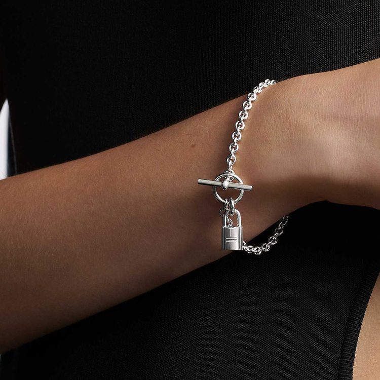 (Women) HERMES Amulettes Cadenas Chain Lock 925 Silver Bracelet for Women. H121427B-00SH 圖 3