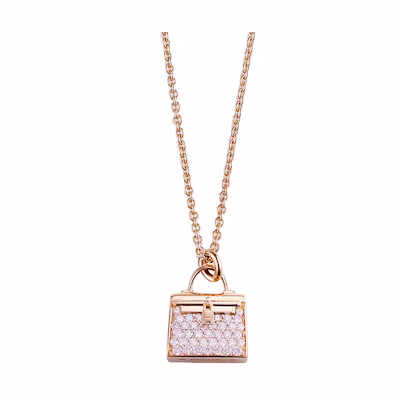 (Women) HERMES Amulettes Kelly Minimalist Gold/Diamond Necklace for Women. H121310B-00