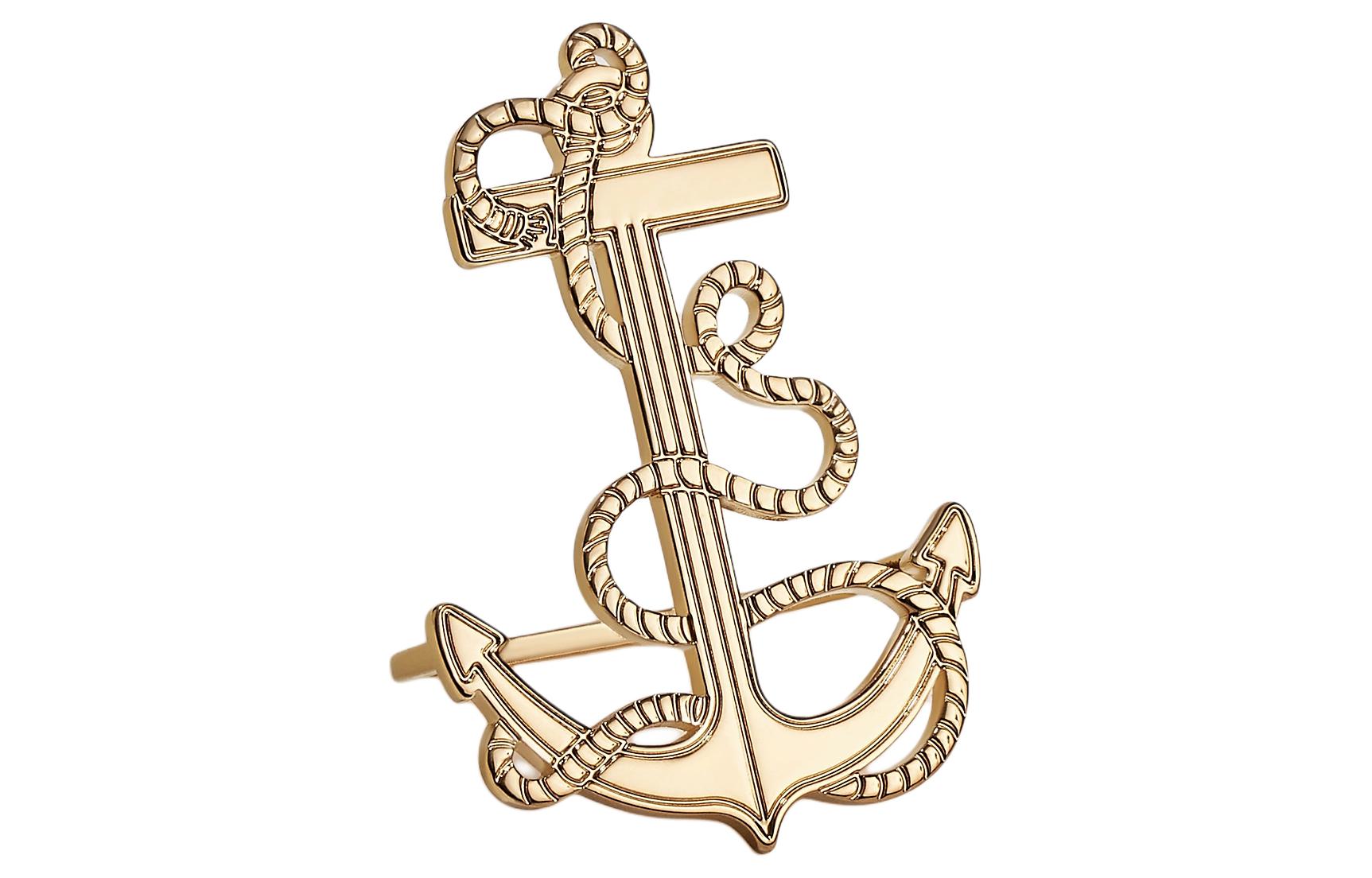 (Women) HERMES Anchor-Shaped Scarf Ring for Women - Gold. H603632Sv00