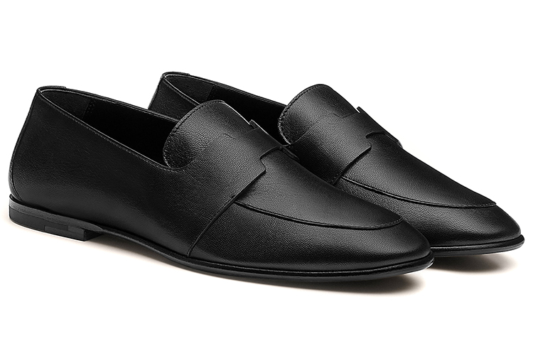 Shop HERMES愛馬仕 Ancora 簡約 舒適 平底樂福鞋 女士休閒單鞋 女款 黑色