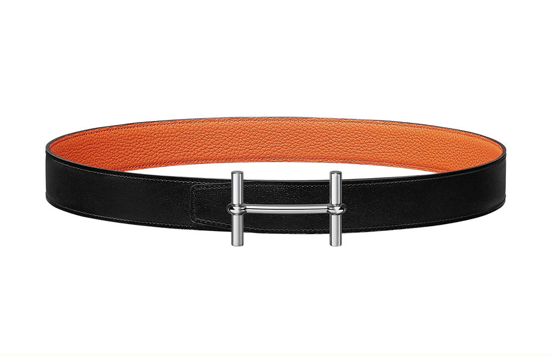 Buy (W) 愛馬仕 Ancre 黑/橙 皮革腰帶 3.2cm 休閒時尚款式 H077931CK05-H073967CAAE095