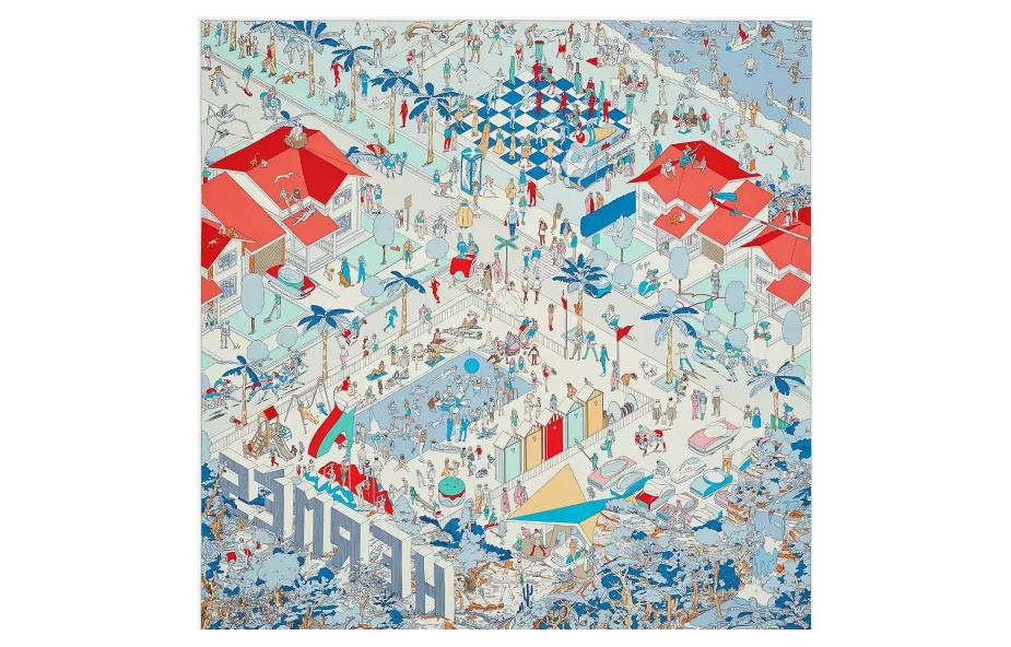 (Women) HERMES Argent Bleu Grenadine Pattern Silk Scarf for Women - Blue. H003751S06 圖 2