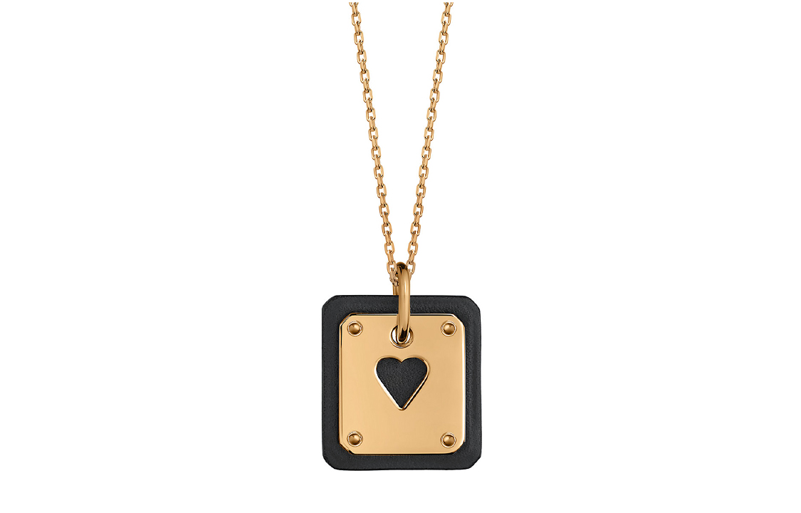 (Women) HERMES As de Coeur Gold-Plated Calfskin Pendant Necklace for Women. H081865CC89