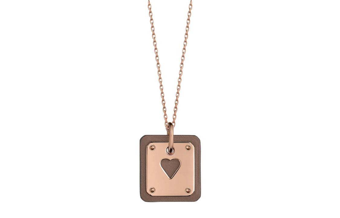 (Women) HERMES As de Coeur Heart Pendant Calfskin Leather Necklace for Women. H081865CD18