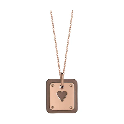 (Women) HERMES As de Coeur Heart Pendant Calfskin Leather Necklace for Women. H081865CD18