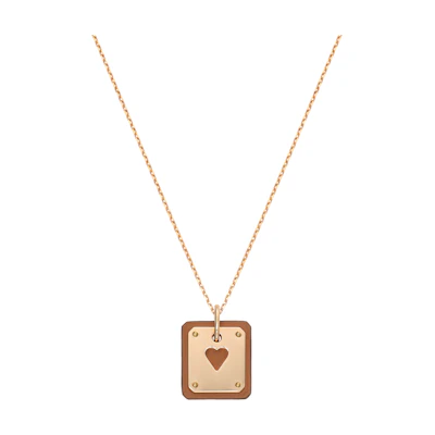 (Women) HERMES As de Coeur Rose Gold Calfskin Necklace Small H081865CD37