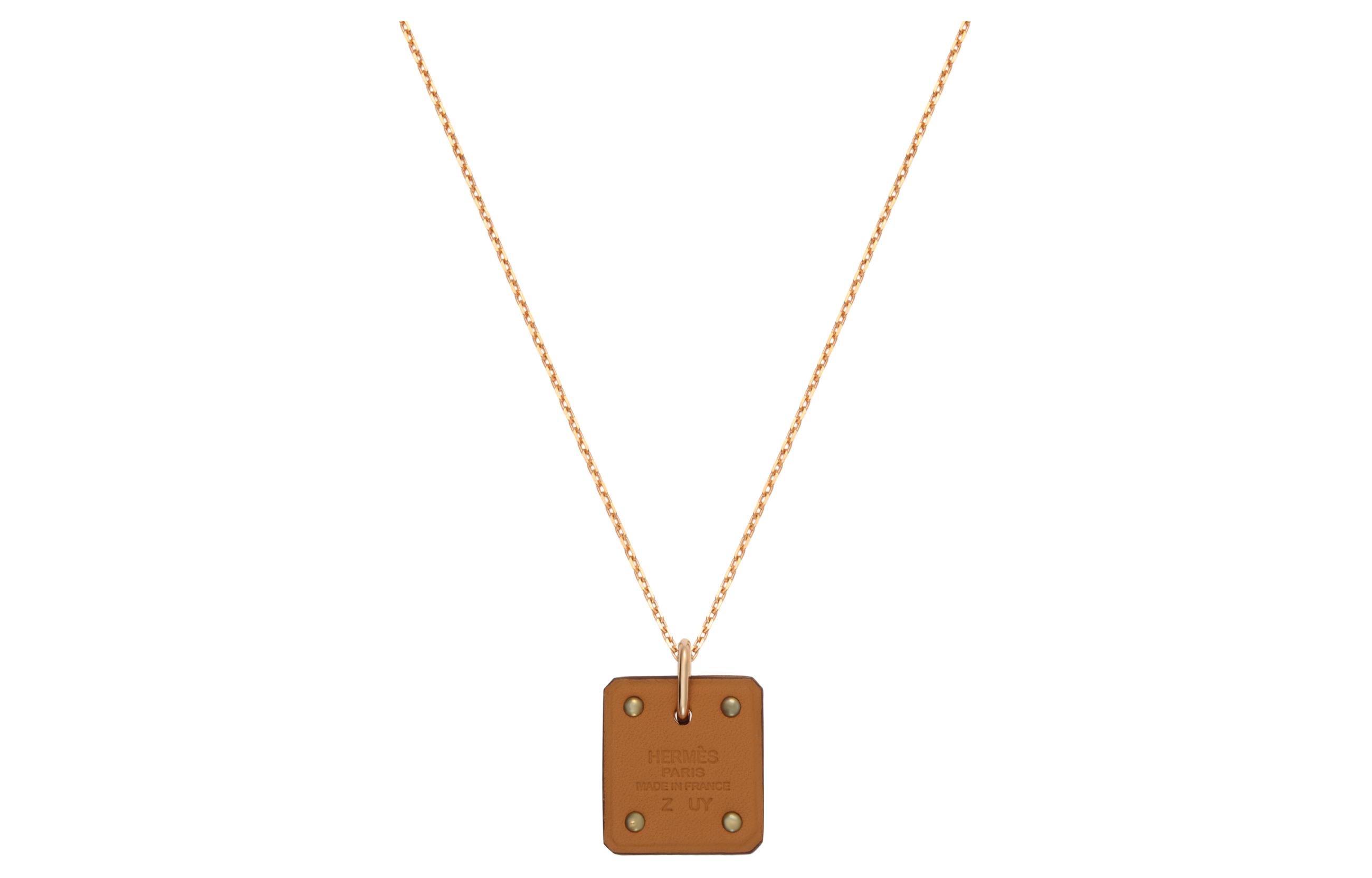 (Women) HERMES As de Coeur Rose Gold Calfskin Necklace Small H081865CD37 圖 3